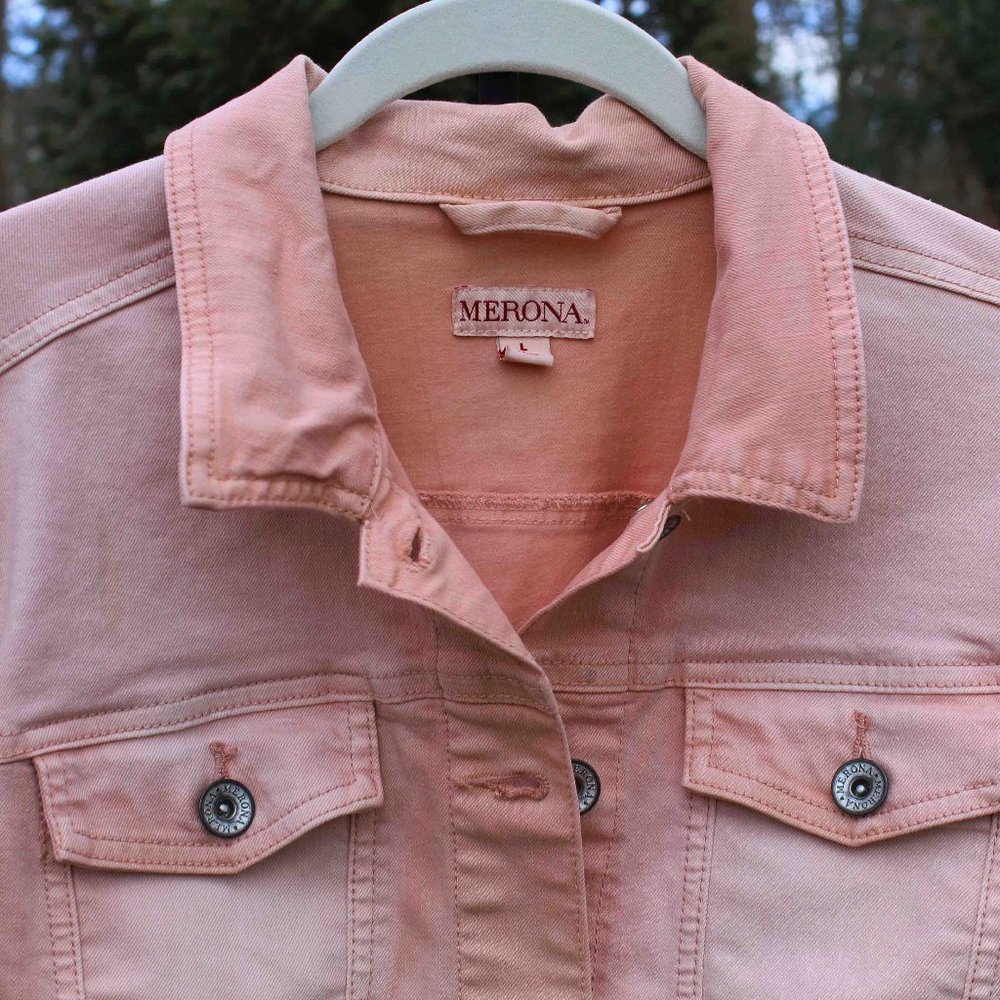 Merona Stretchy Terra Cotta Hombre` Jean Jacket - Picture 2 of 3
